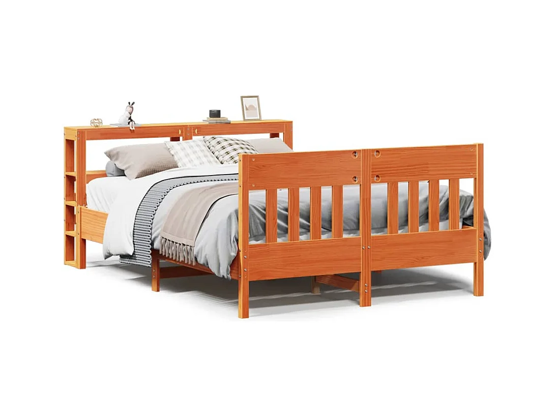 Struttura letto senza materasso cera marrone 120x190cm legno massello di pino