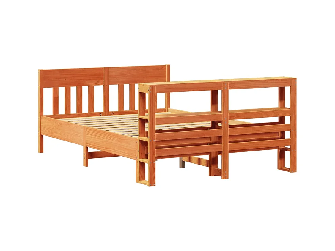 Struttura letto senza materasso cera marrone 120x190cm legno massello di pino