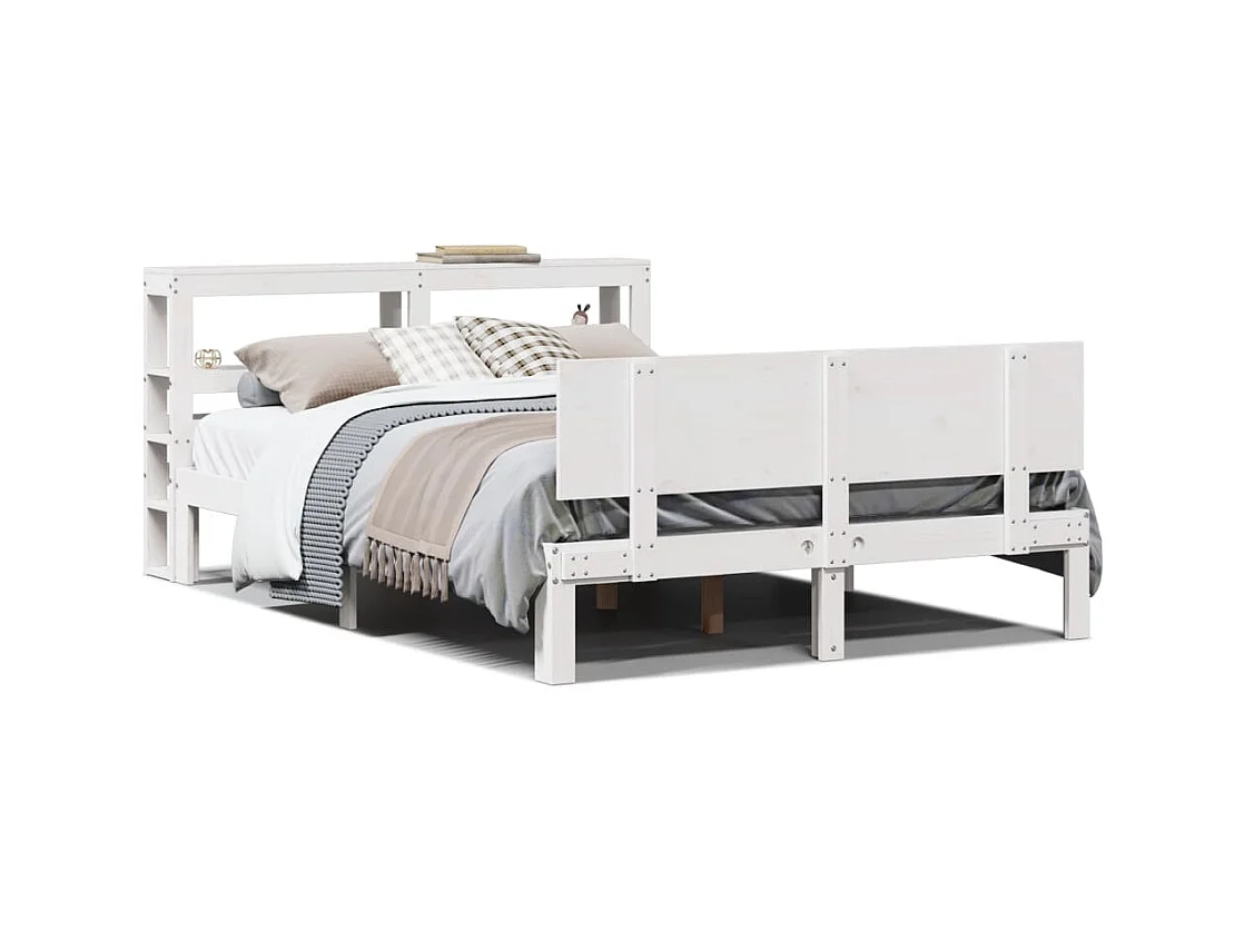 Cadre de lit avec tête de lit sans matelas blanc 120x190 cm