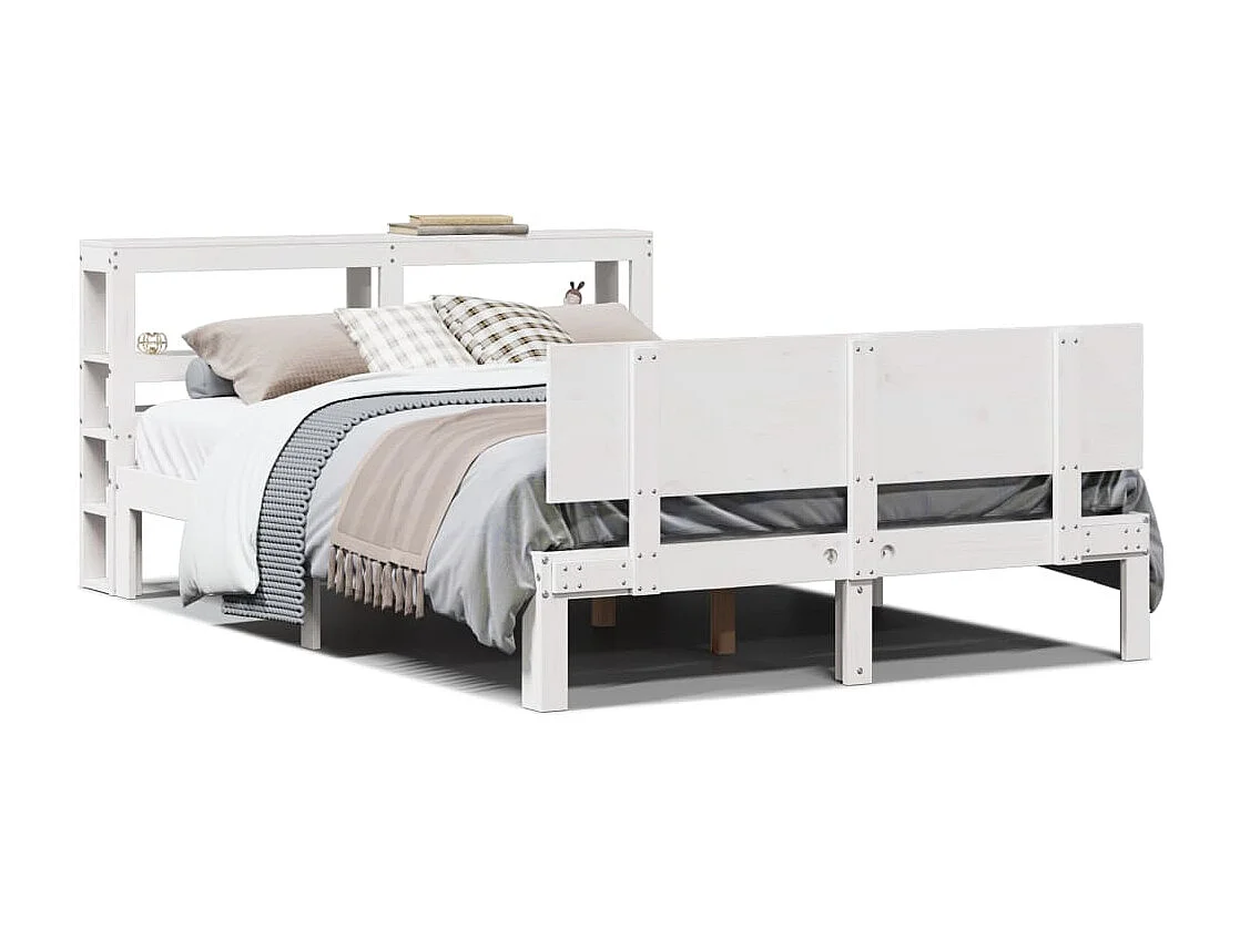 Cadre de lit avec tête de lit sans matelas blanc 120x190 cm