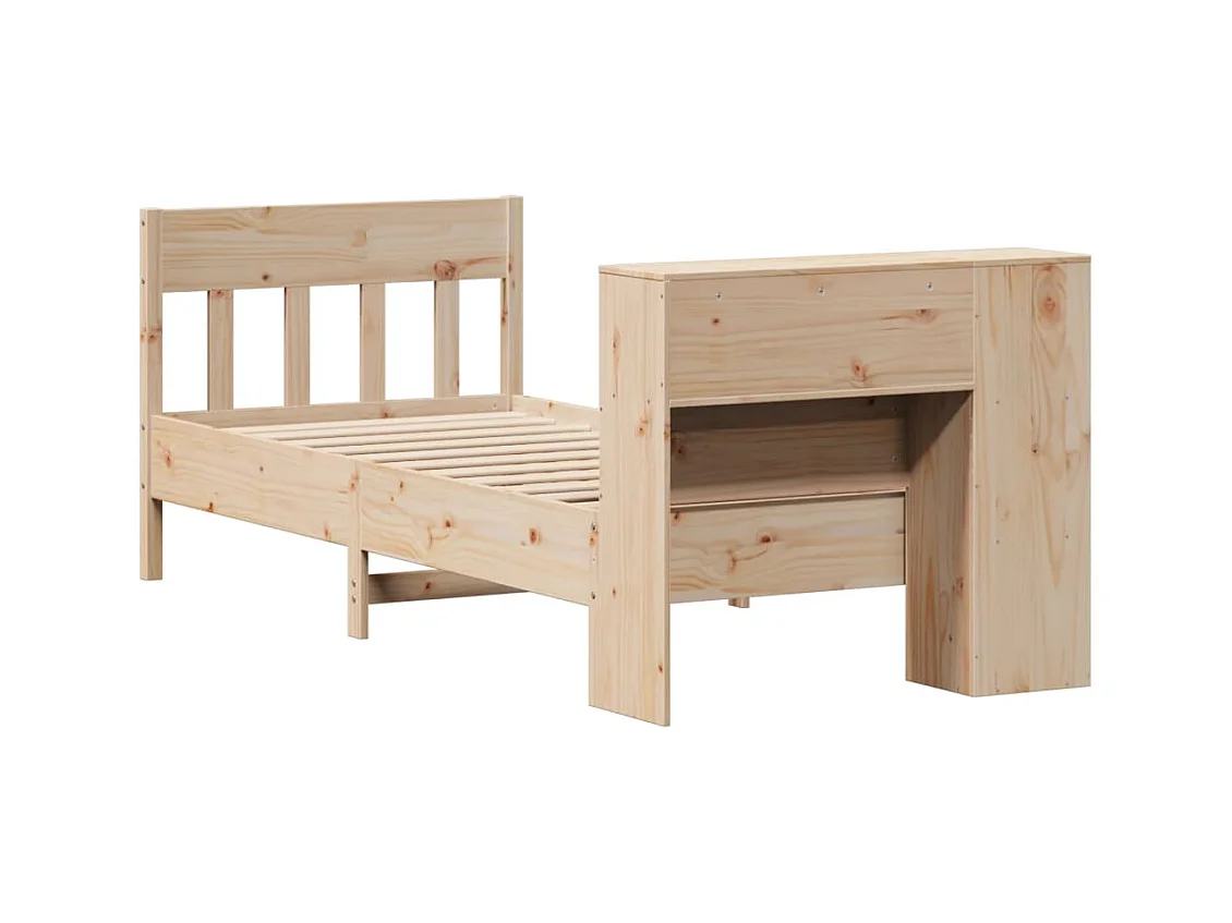 Letto a libreria senza materasso 75x190 cm in legno massello di pino