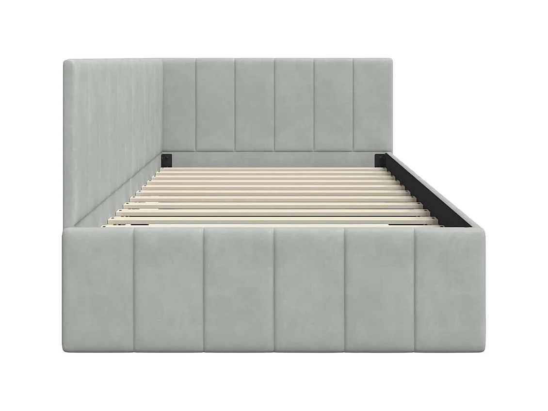 Cadre de lit d'angle Gris clair 100 x 200 cm Velours