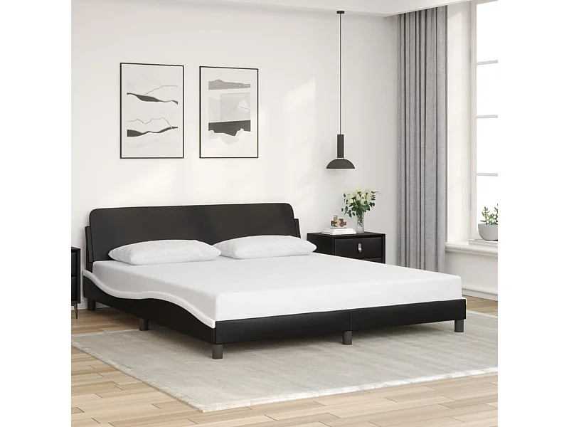 Bedframe zonder matras zwart-wit 180x200 cm kunstleer