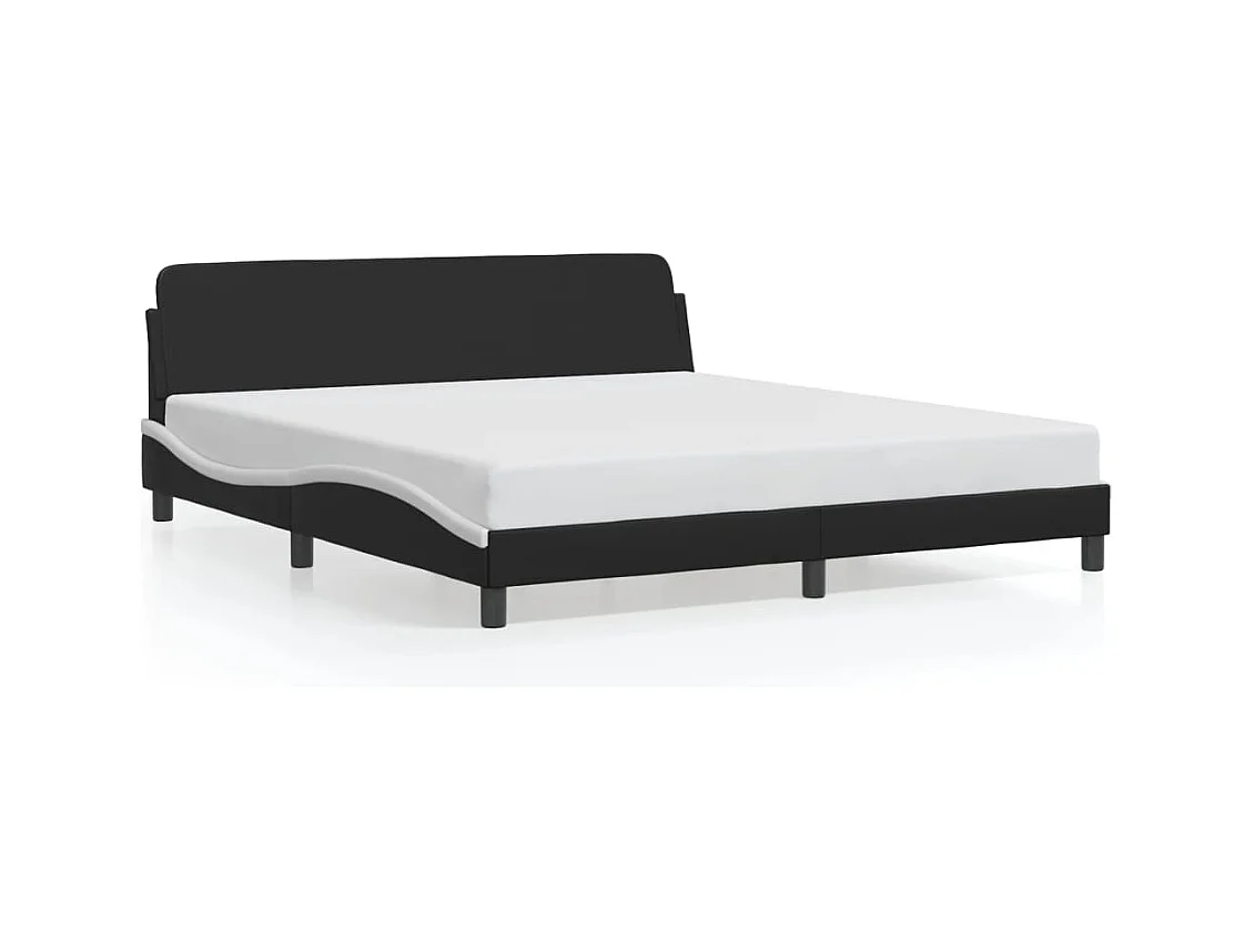 Struttura letto senza materasso nero e bianco 180x200 cm in similpelle