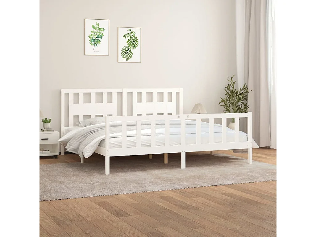 Cadre de lit sans matelas blanc bois massif de pin 200x200 cm