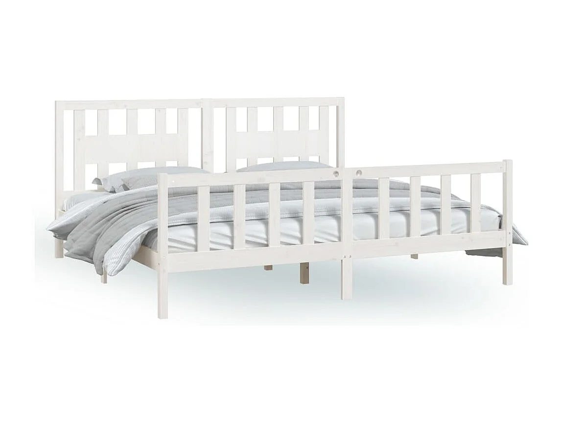 Struttura letto senza materasso in legno massello di pino bianco 200x200 cm