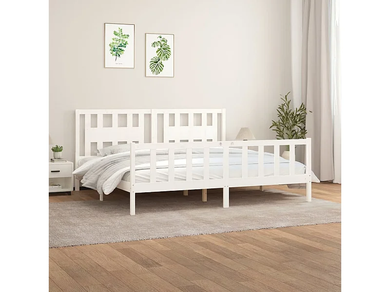 Bedframe zonder matras wit massief grenenhout 200x200 cm