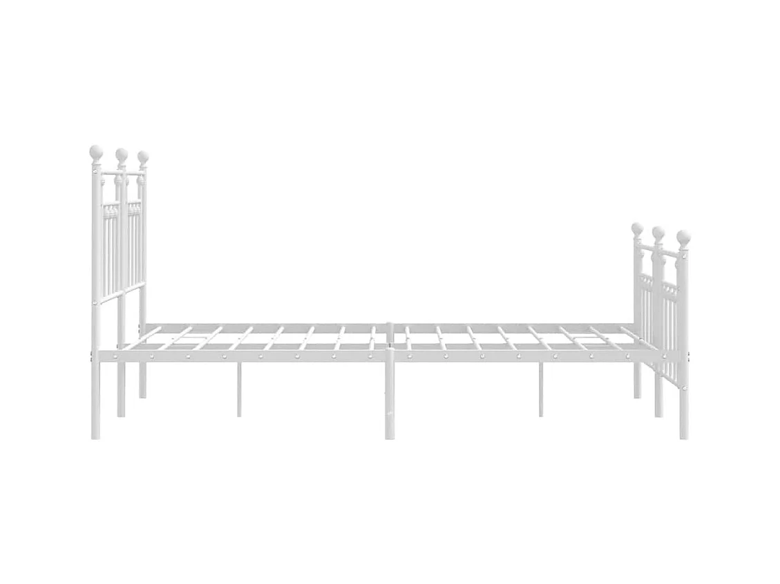 Cadre de lit métal sans matelas et pied de lit blanc 140x200 cm