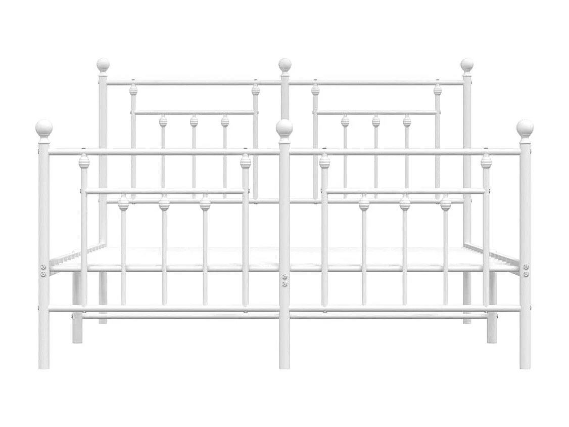 Cadre de lit métal sans matelas et pied de lit blanc 140x200 cm