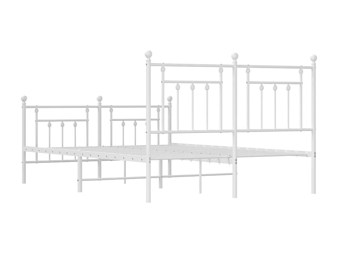 Cadre de lit métal sans matelas et pied de lit blanc 140x200 cm