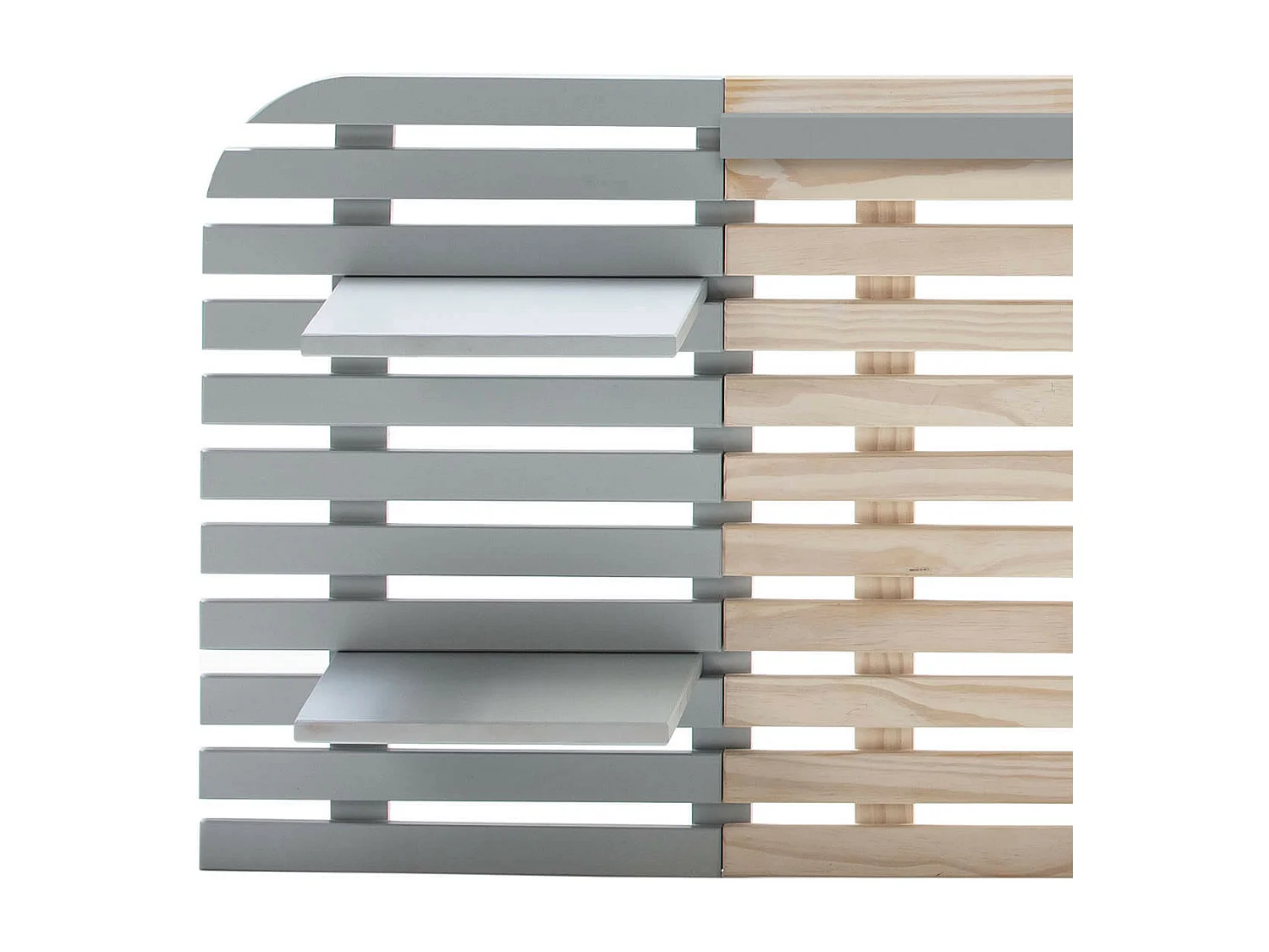 ALIX - Tête de Lit L.240cm Bois Massif Naturel et Gris