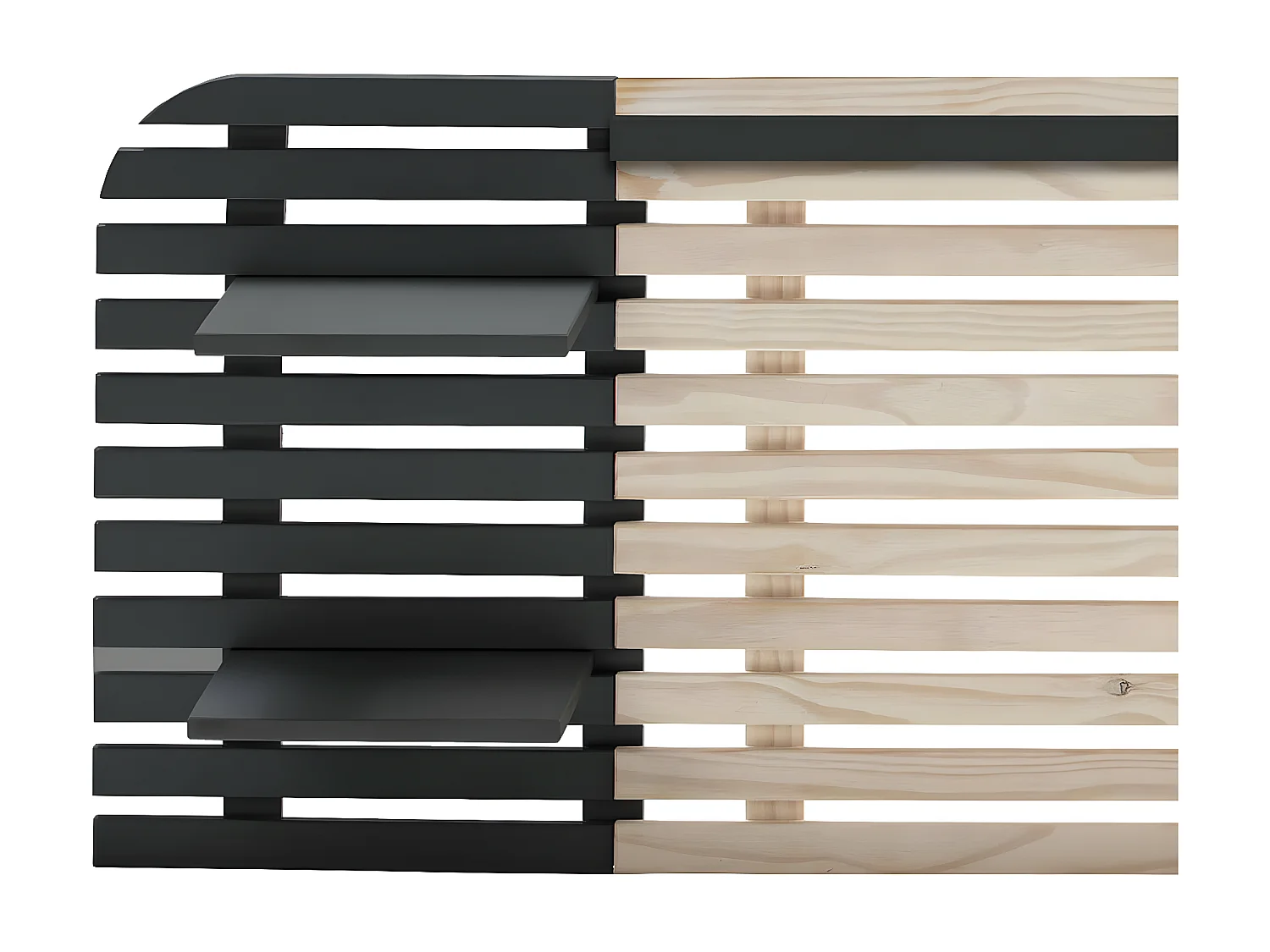 ALIX - Tête de Lit L.240cm Bois Massif Naturel et Noir