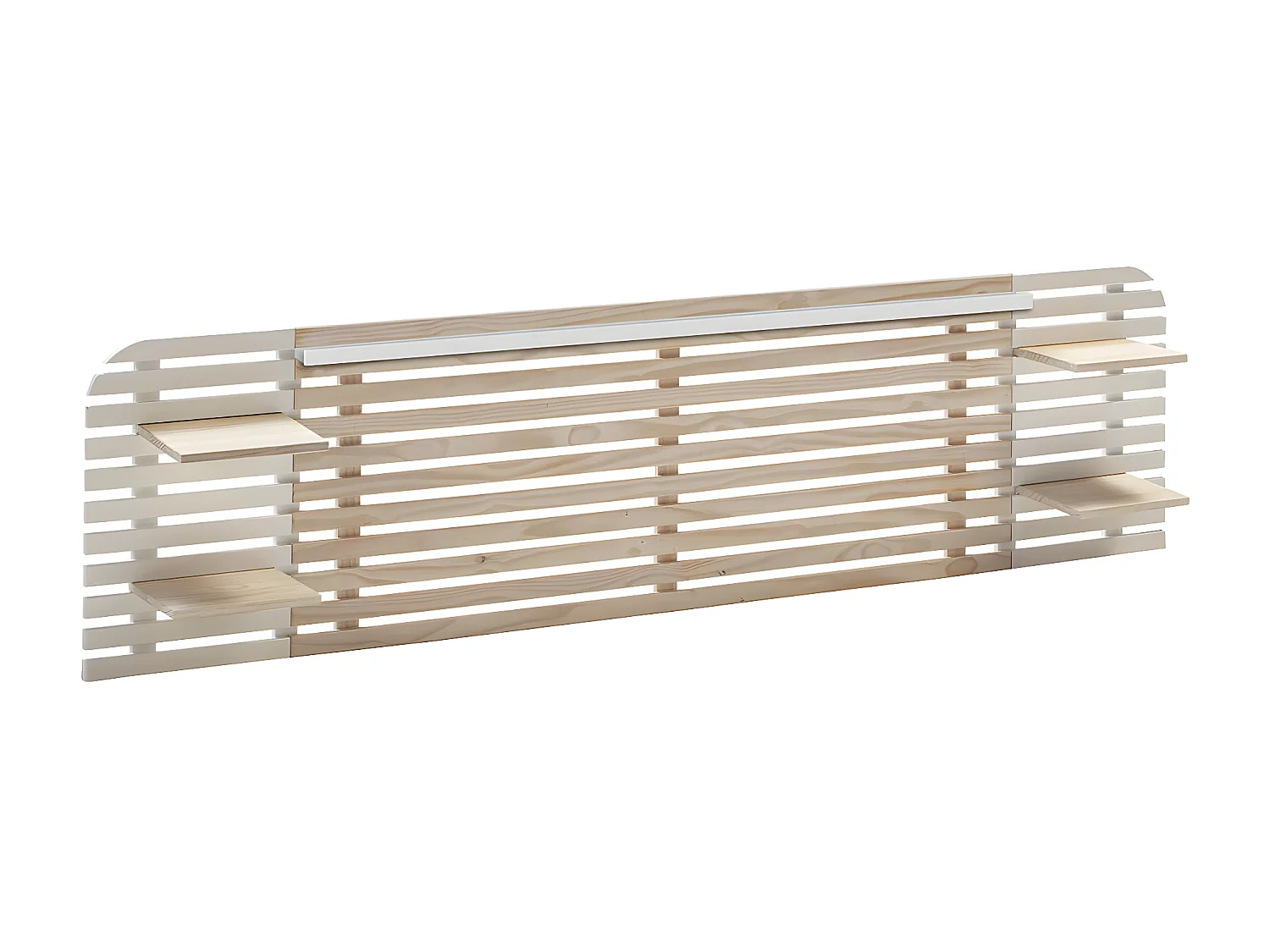 ALIX - Tête de Lit L.240cm Bois Massif Naturel et Blanc