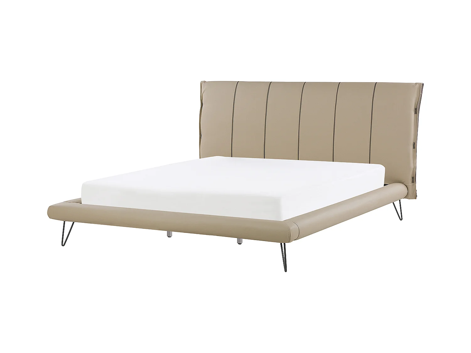 Designer Polsterbett beige 180 x 200 cm Kunstleder Doppelbett Glamour Look Betin