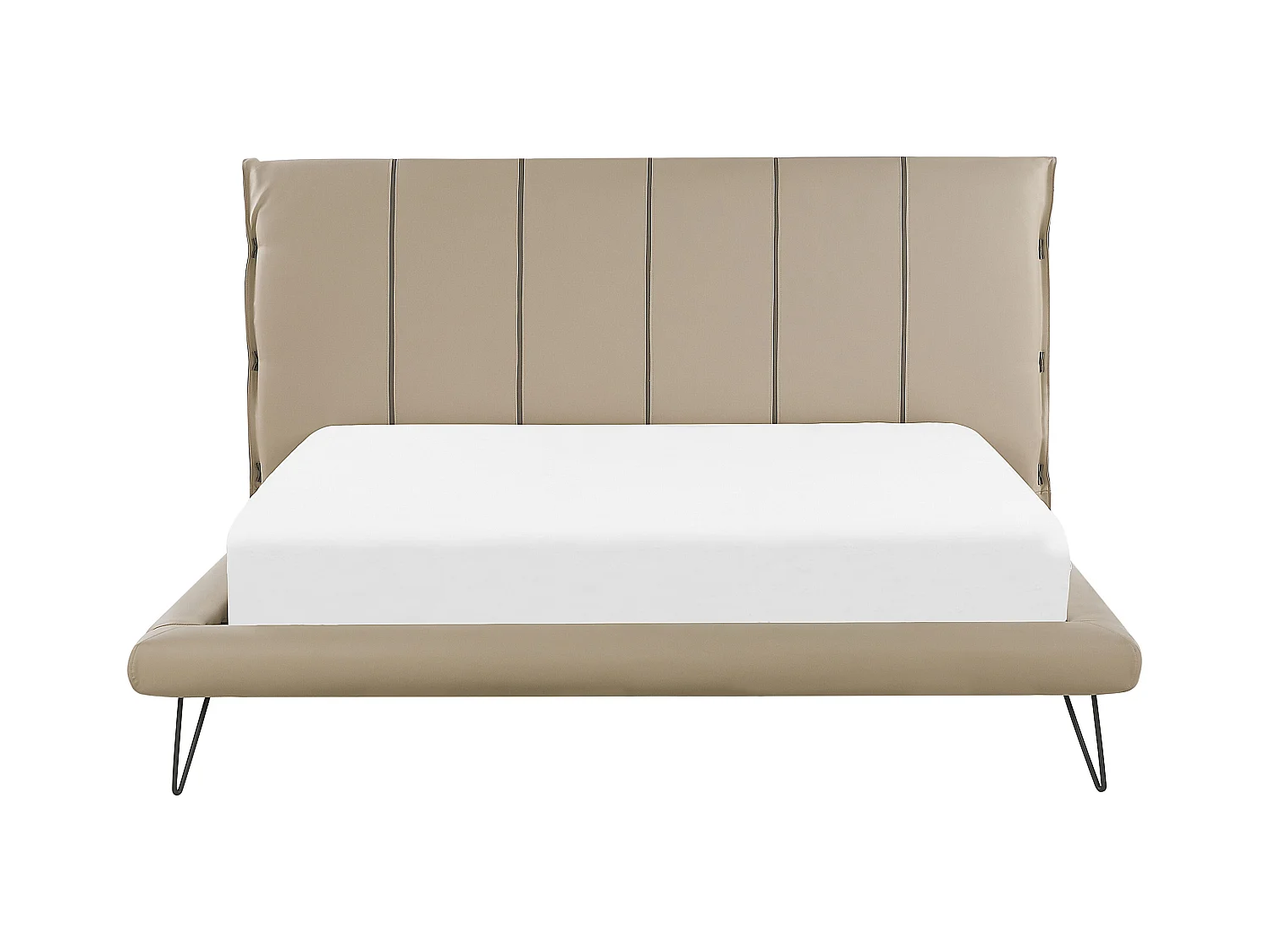 Designer Polsterbett beige 180 x 200 cm Kunstleder Doppelbett Glamour Look Betin