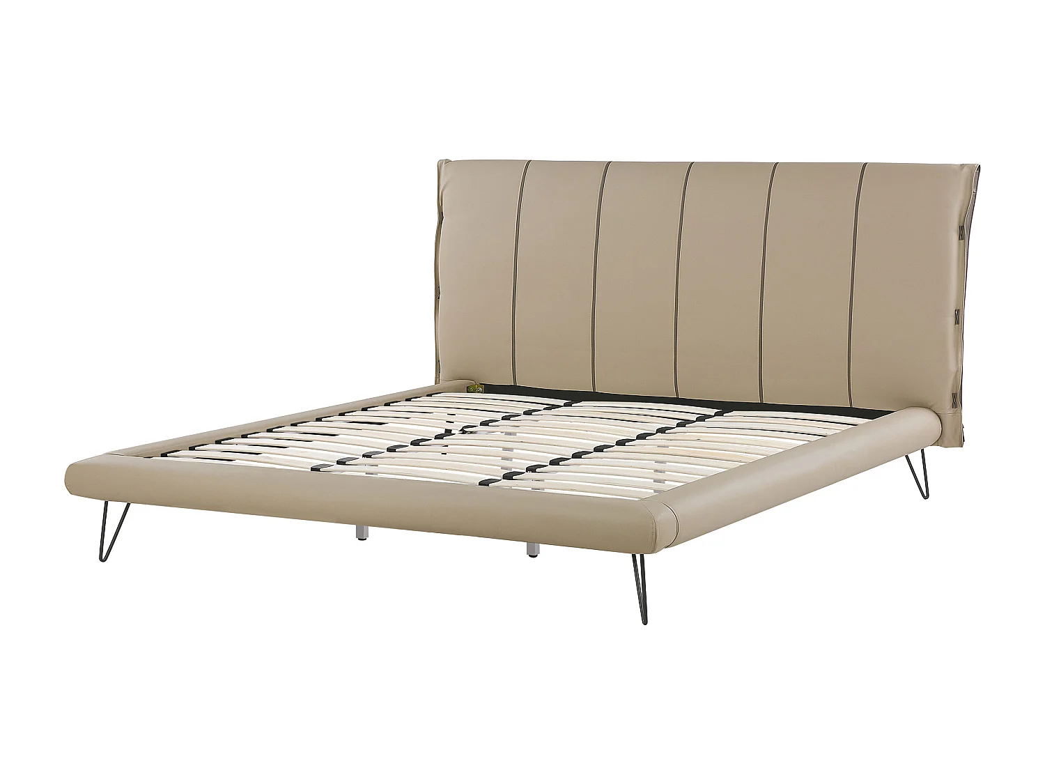Lit avec sommier Cuir PU BETIN 180 x 200 cm Beige sable