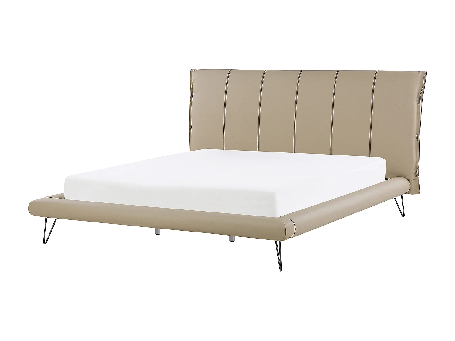 Lit avec sommier Cuir PU BETIN 180 x 200 cm Beige sable