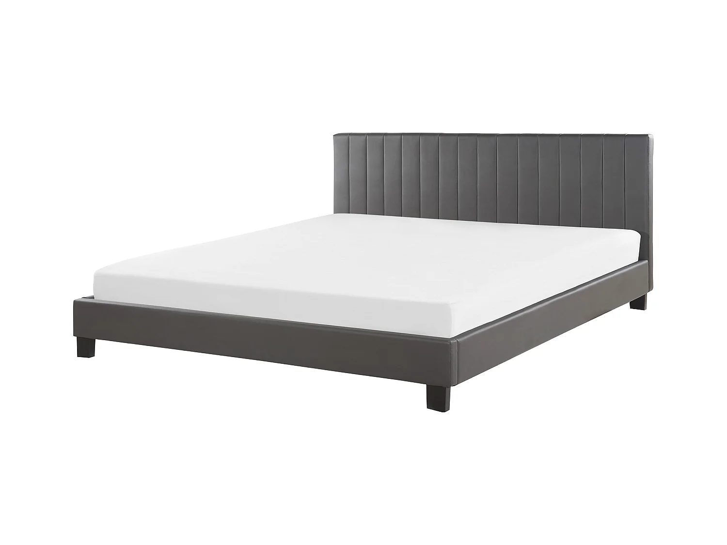 Lit avec sommier Cuir PU POITIERS 180 x 200 cm Gris