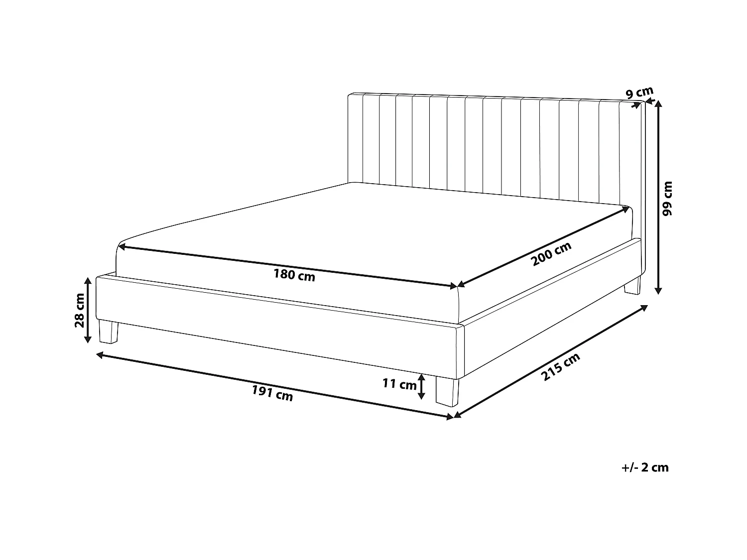 Lit avec sommier Cuir PU POITIERS 180 x 200 cm Gris