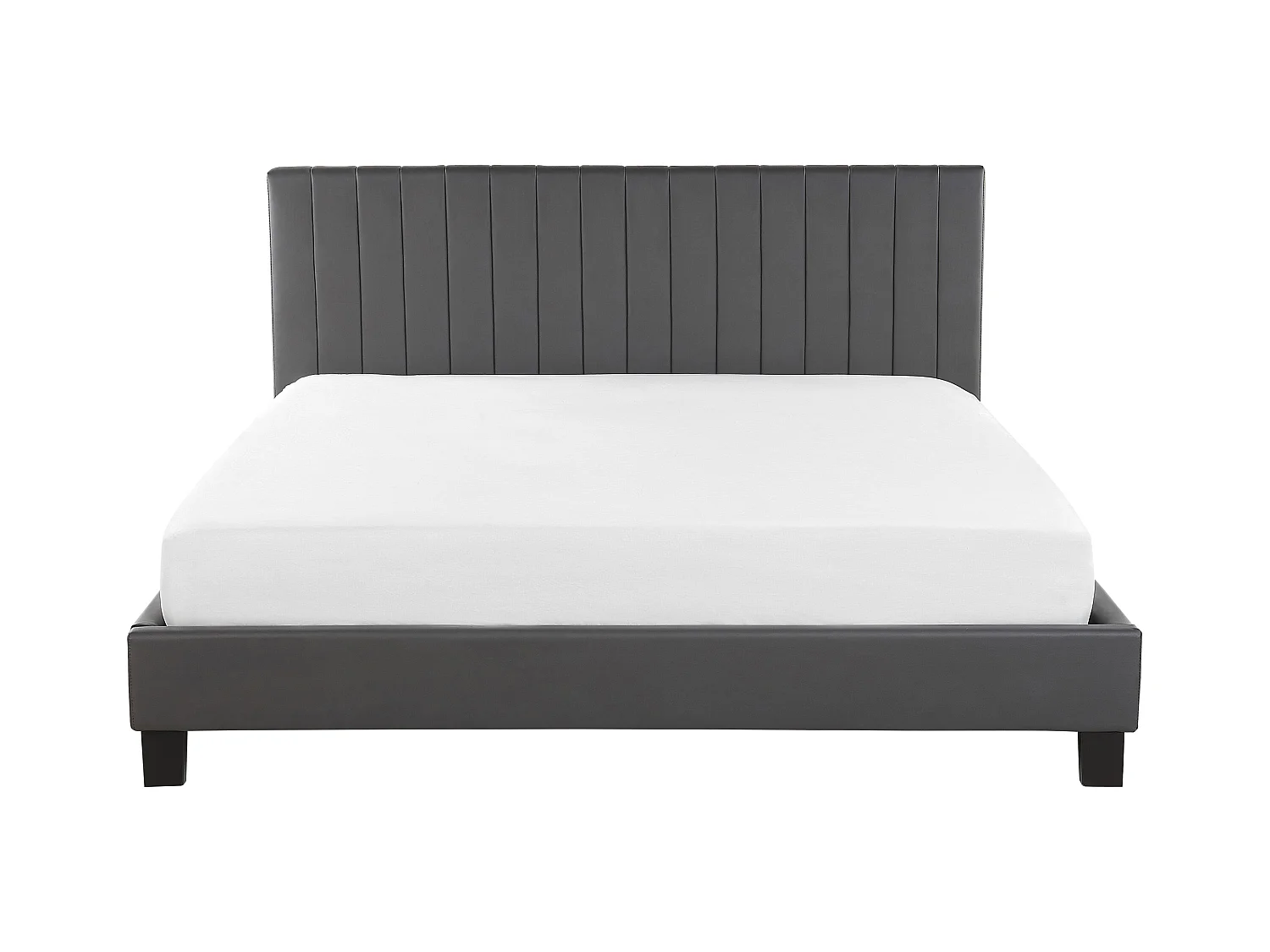 Lit avec sommier Cuir PU POITIERS 180 x 200 cm Gris