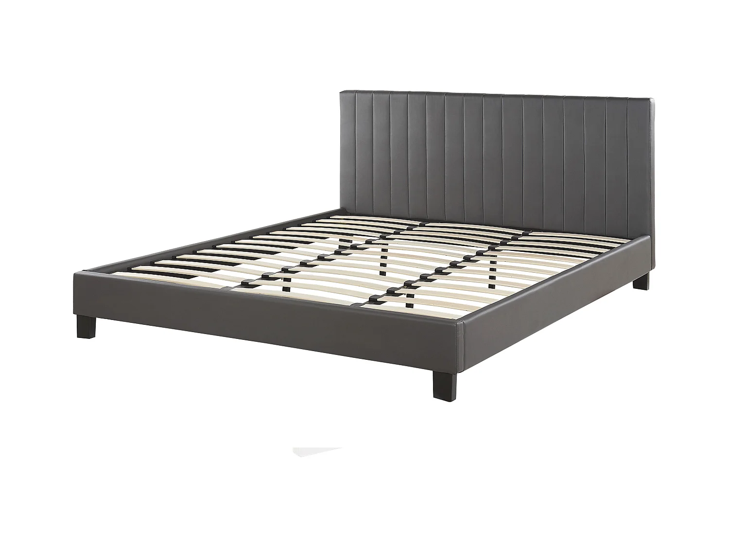 Lit avec sommier Cuir PU POITIERS 180 x 200 cm Gris