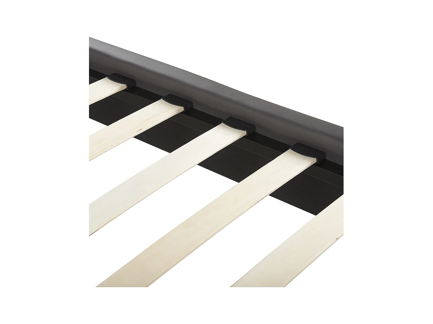 Lit avec sommier Cuir PU POITIERS 180 x 200 cm Gris