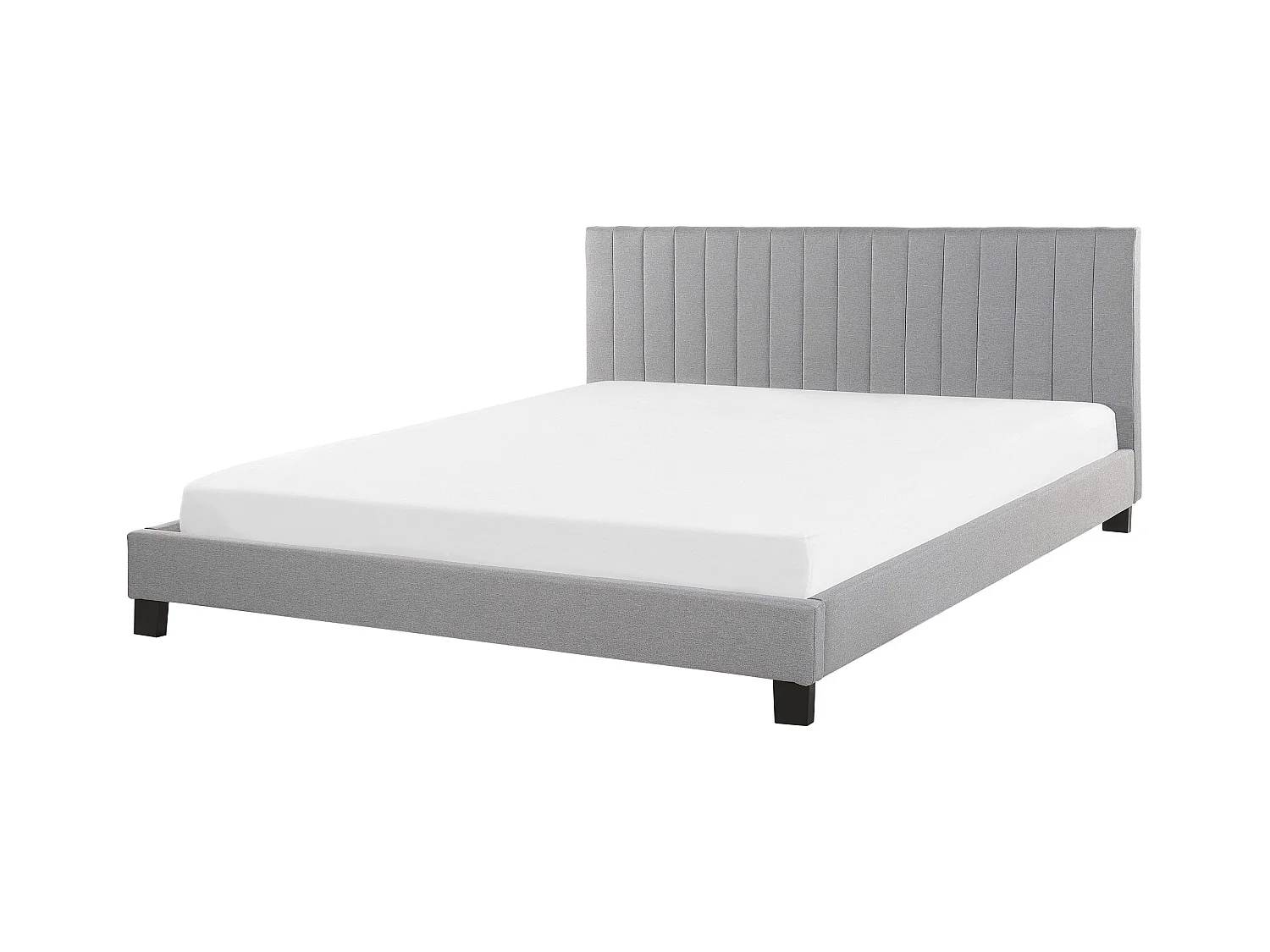 Lit avec sommier Tissu POITIERS 180 x 200 cm Gris clair