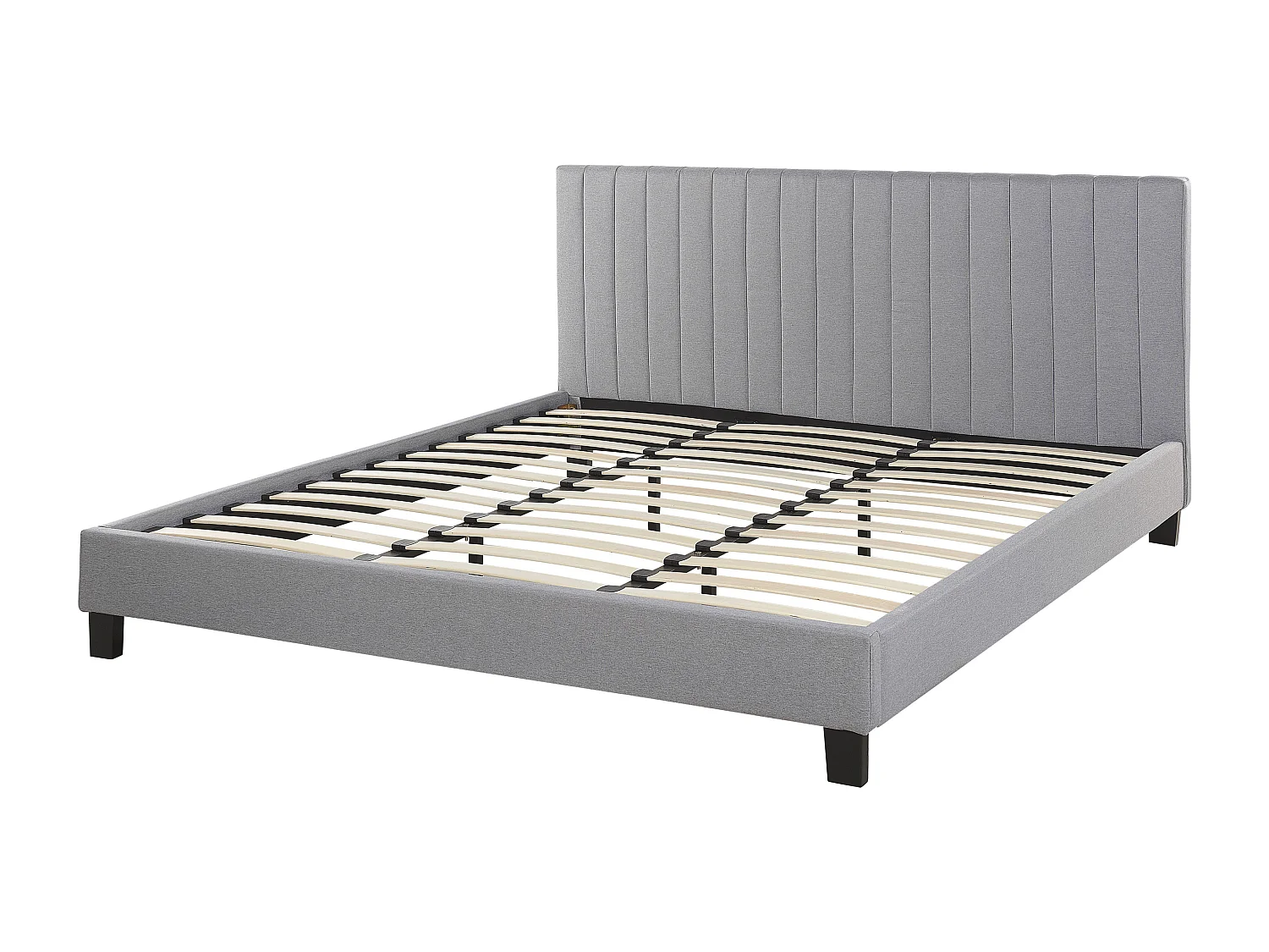 Lit avec sommier Tissu POITIERS 180 x 200 cm Gris clair