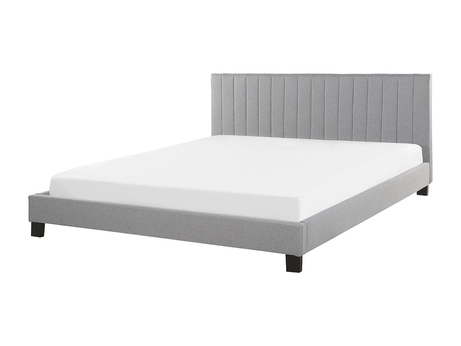 Lit avec sommier Tissu POITIERS 180 x 200 cm Gris clair