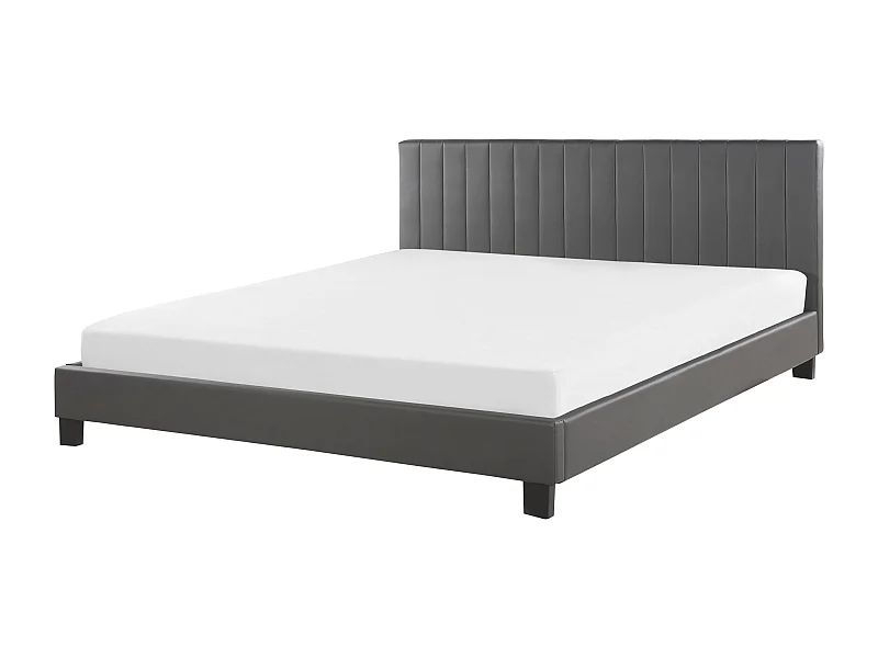 Cama Pele sintética POITIERS 160 x 200 cm Cinzento
