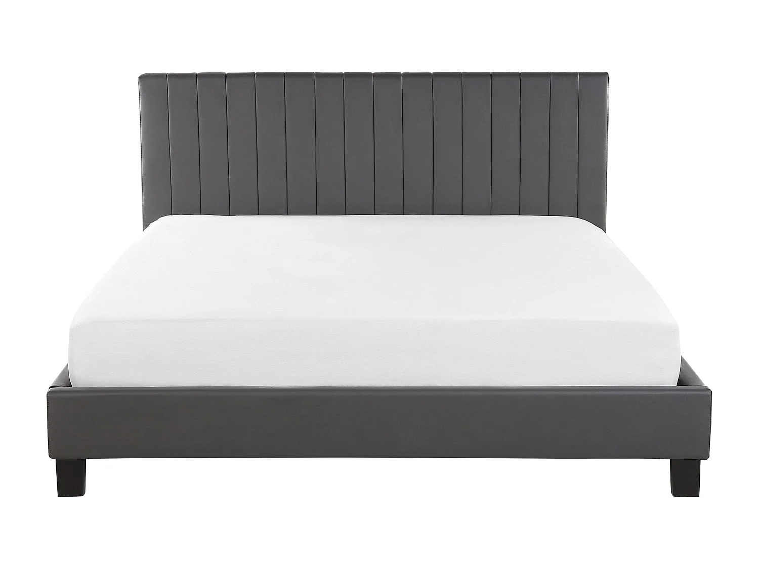 Elegantes Bett Kunstleder mit Lattenrost grau 160 x 200 cm Poitiers