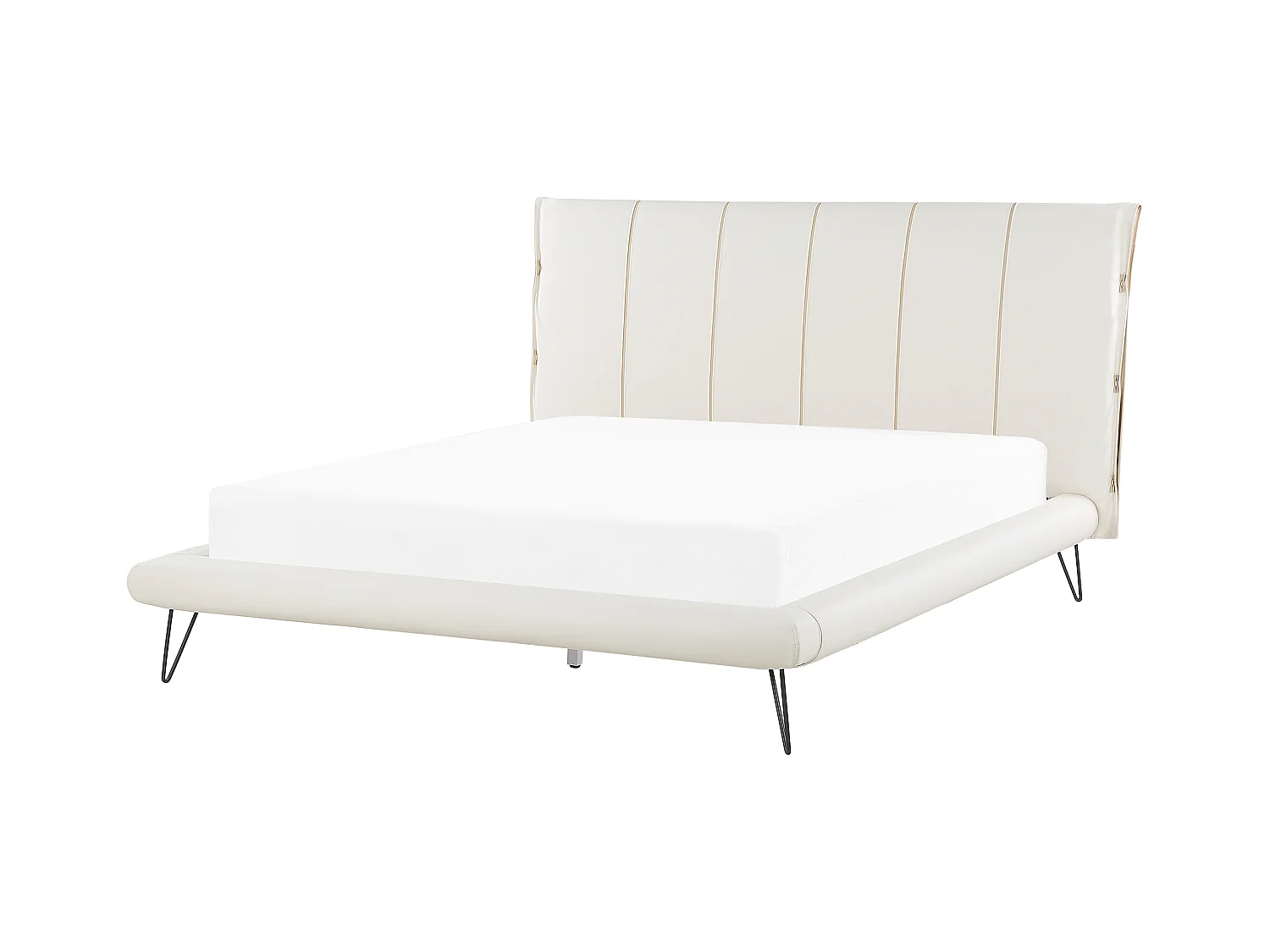 Lit avec sommier Cuir PU BETIN 160 x 200 cm Beige clair