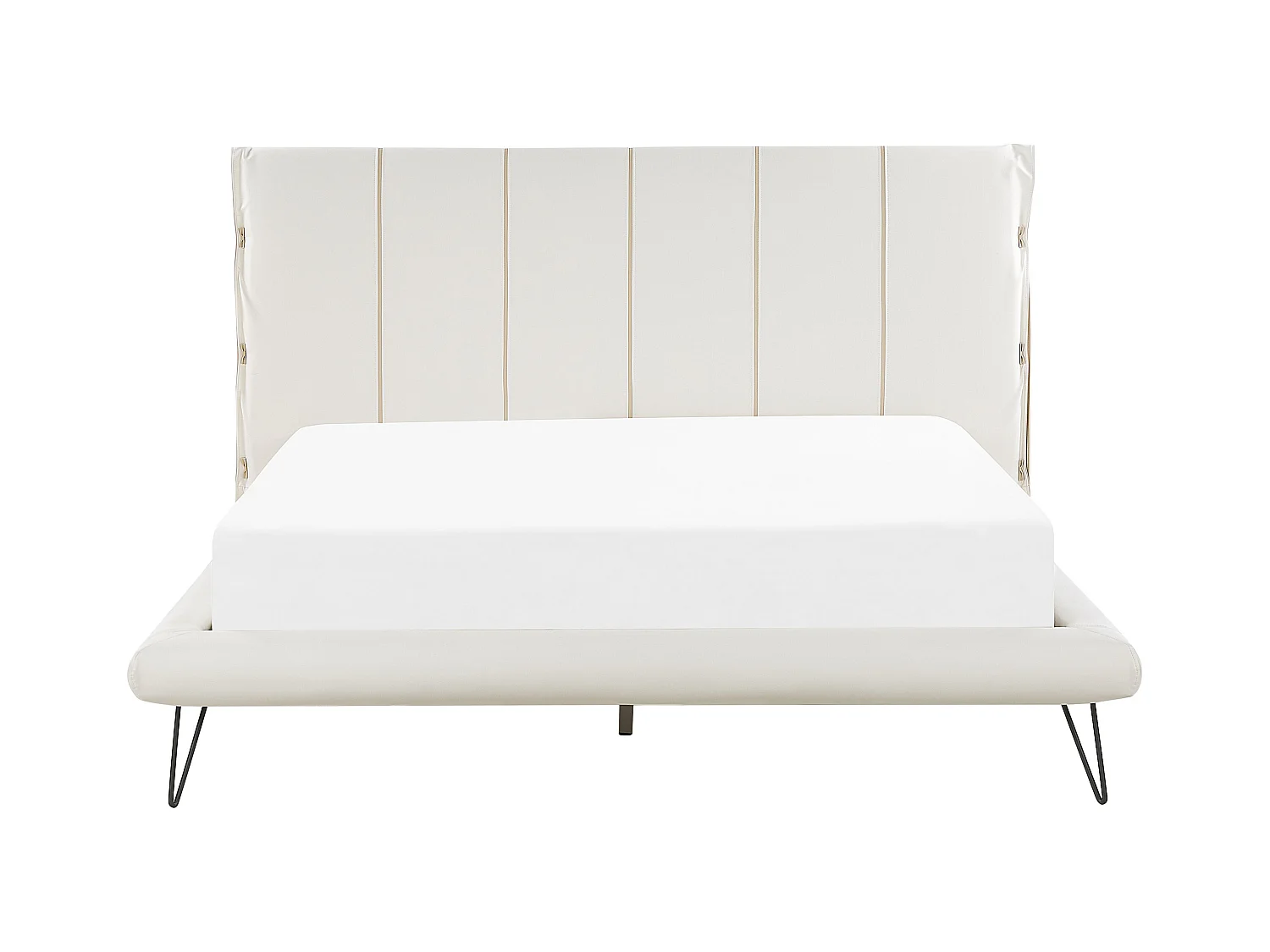 Lit avec sommier Cuir PU BETIN 160 x 200 cm Beige clair