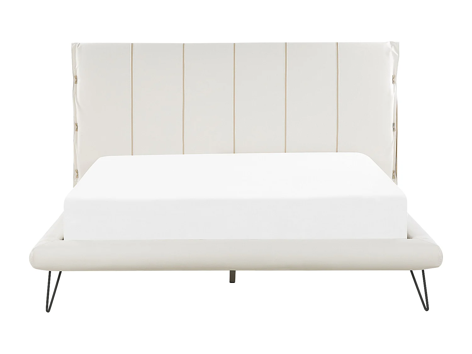 Lit avec sommier Cuir PU BETIN 160 x 200 cm Beige clair