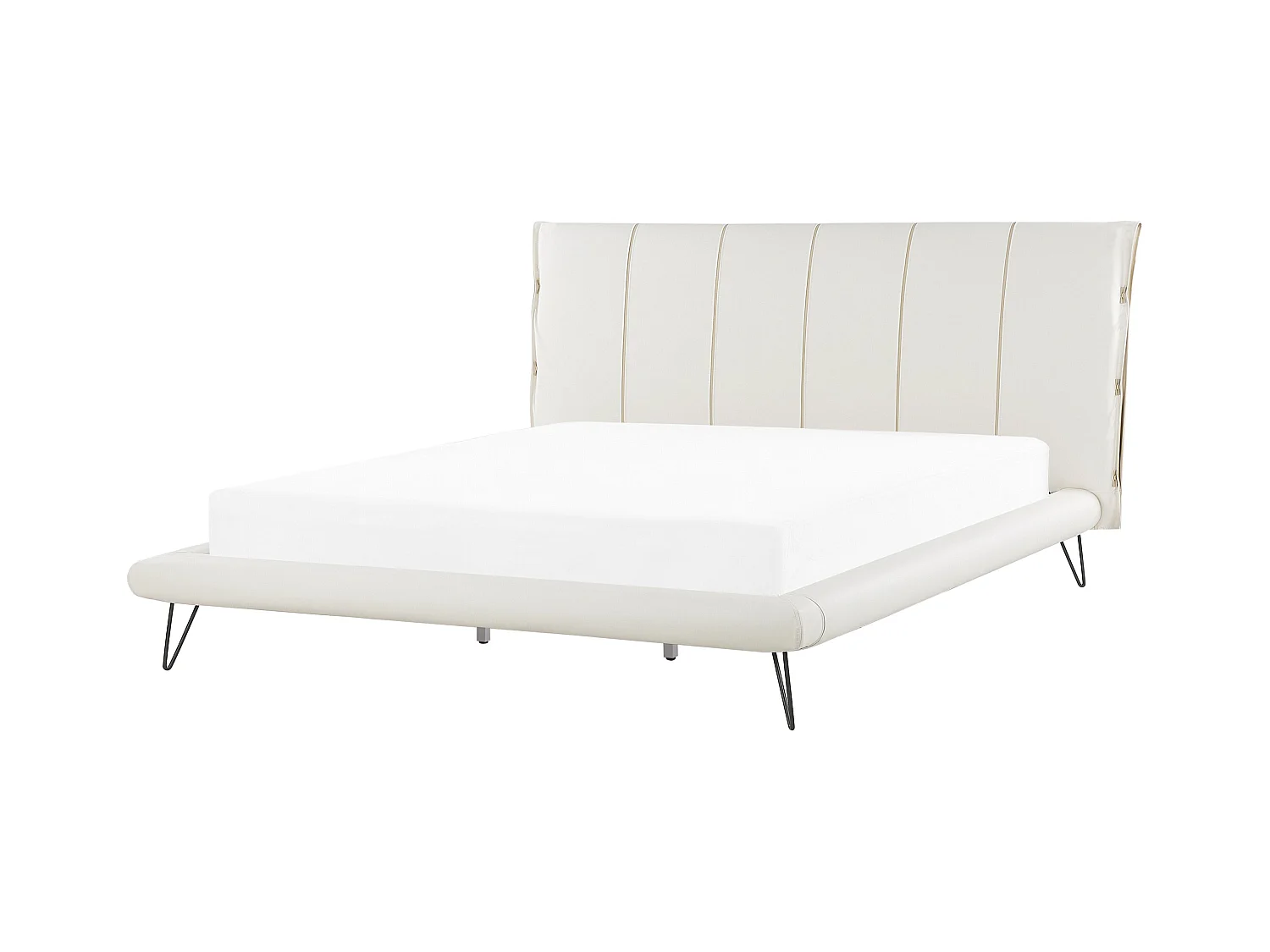 Lit avec sommier Cuir PU BETIN 180 x 200 cm Beige clair