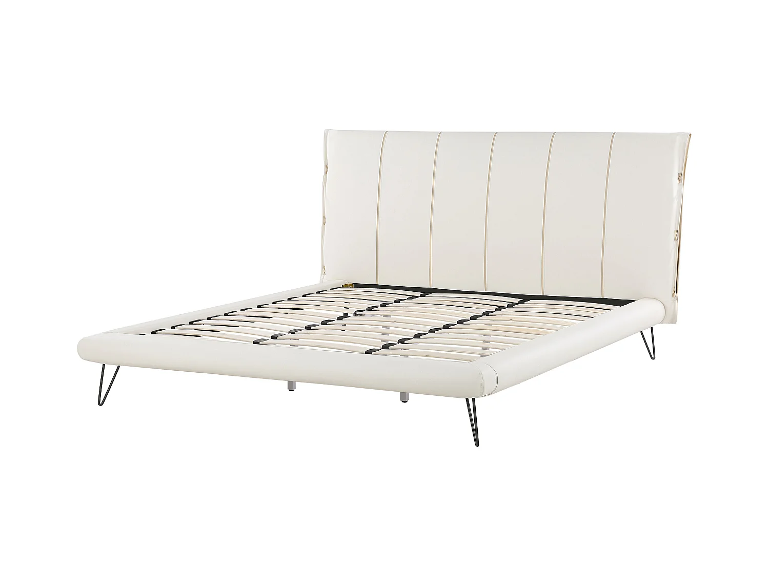 Lit avec sommier Cuir PU BETIN 180 x 200 cm Beige clair