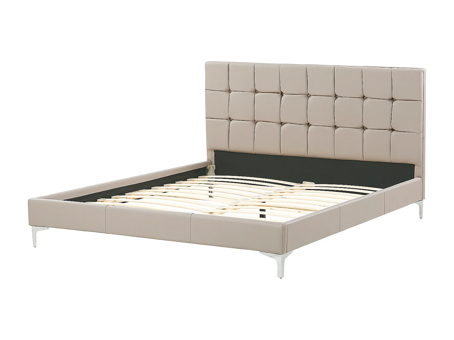 Lit avec sommier Cuir PU AMBERT 160 x 200 cm Taupe