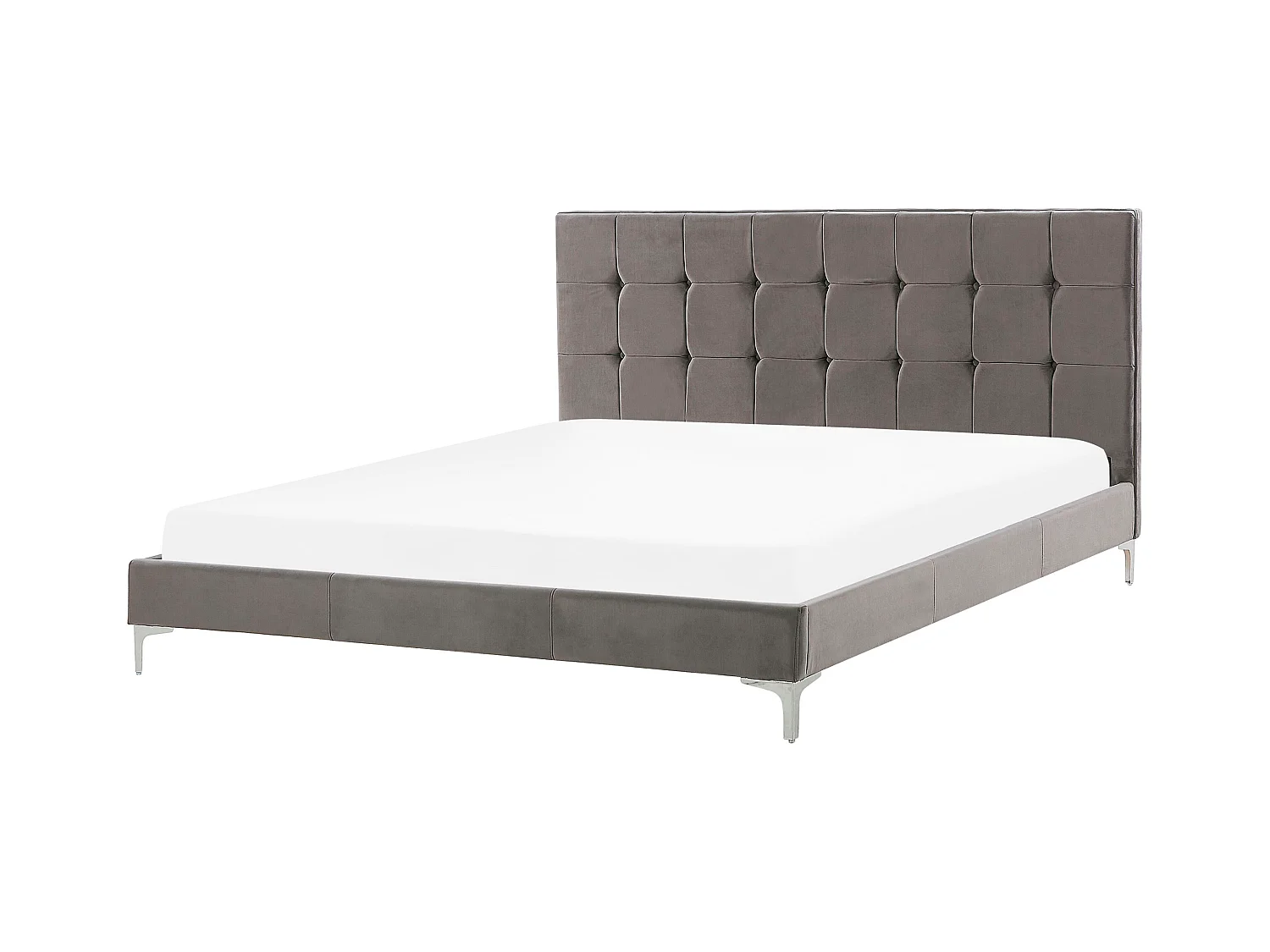 Lit avec sommier Velours AMBERT 180 x 200 cm Gris