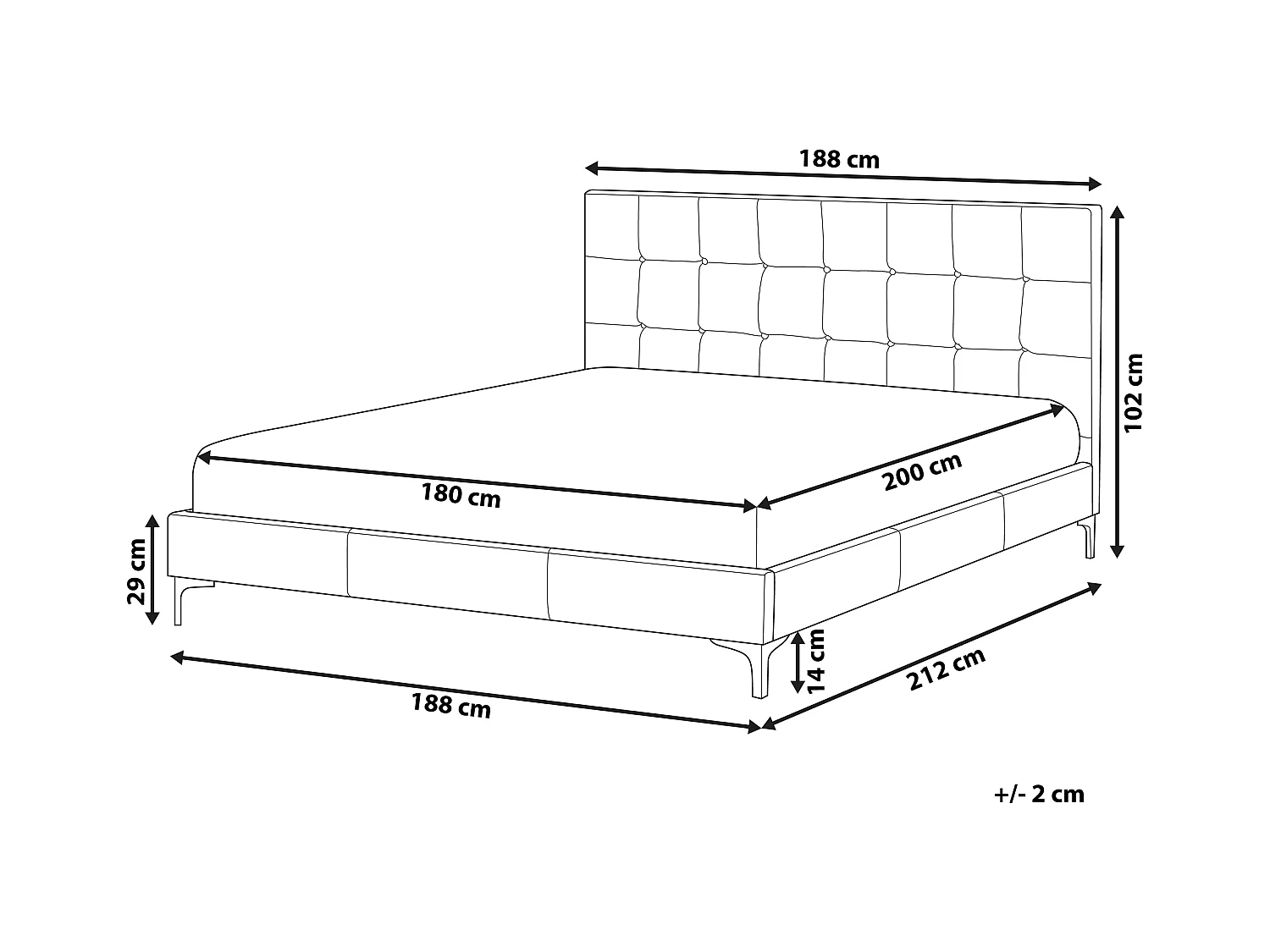 Lit avec sommier Velours AMBERT 180 x 200 cm Gris