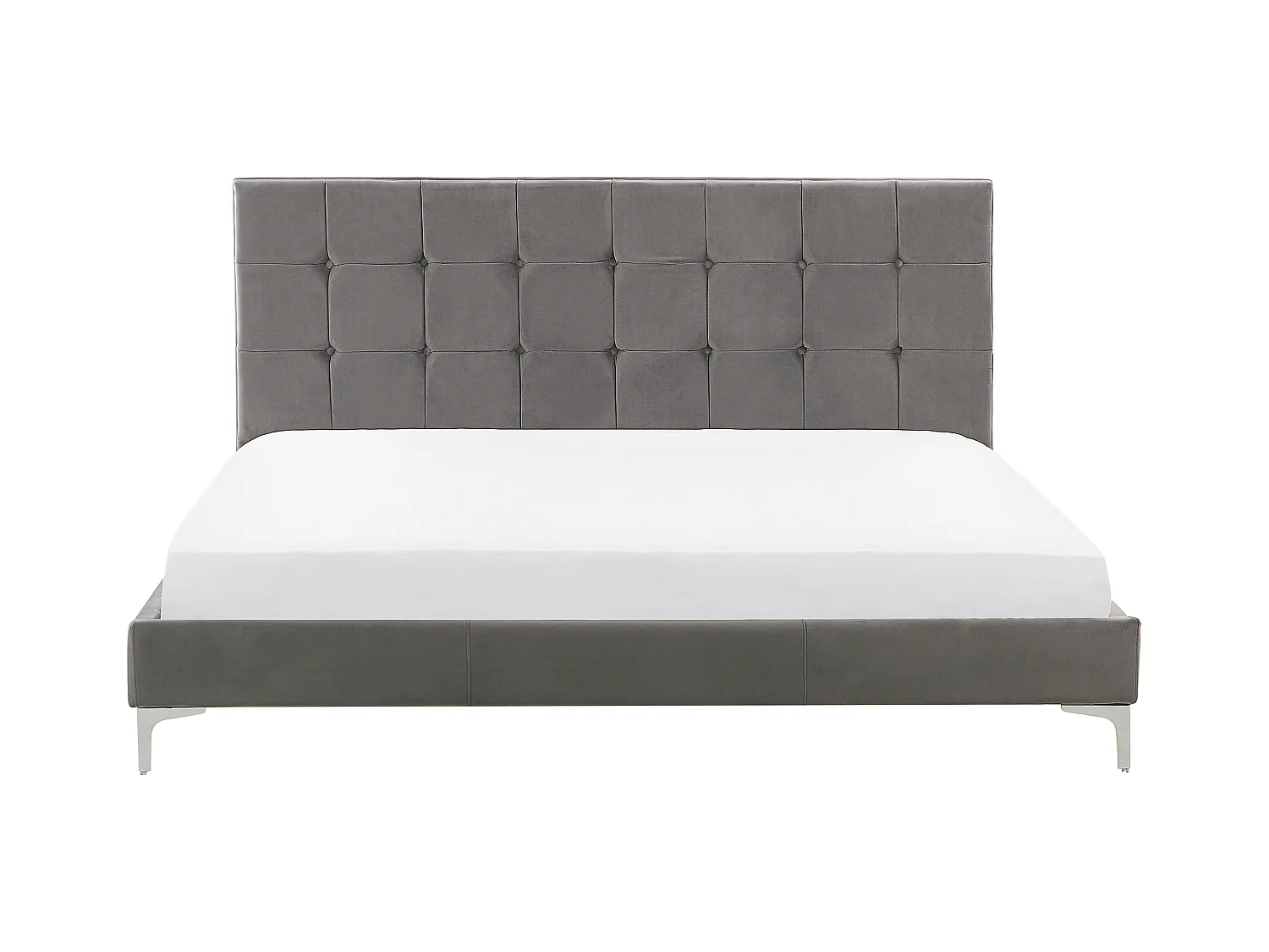 Lit avec sommier Velours AMBERT 180 x 200 cm Gris