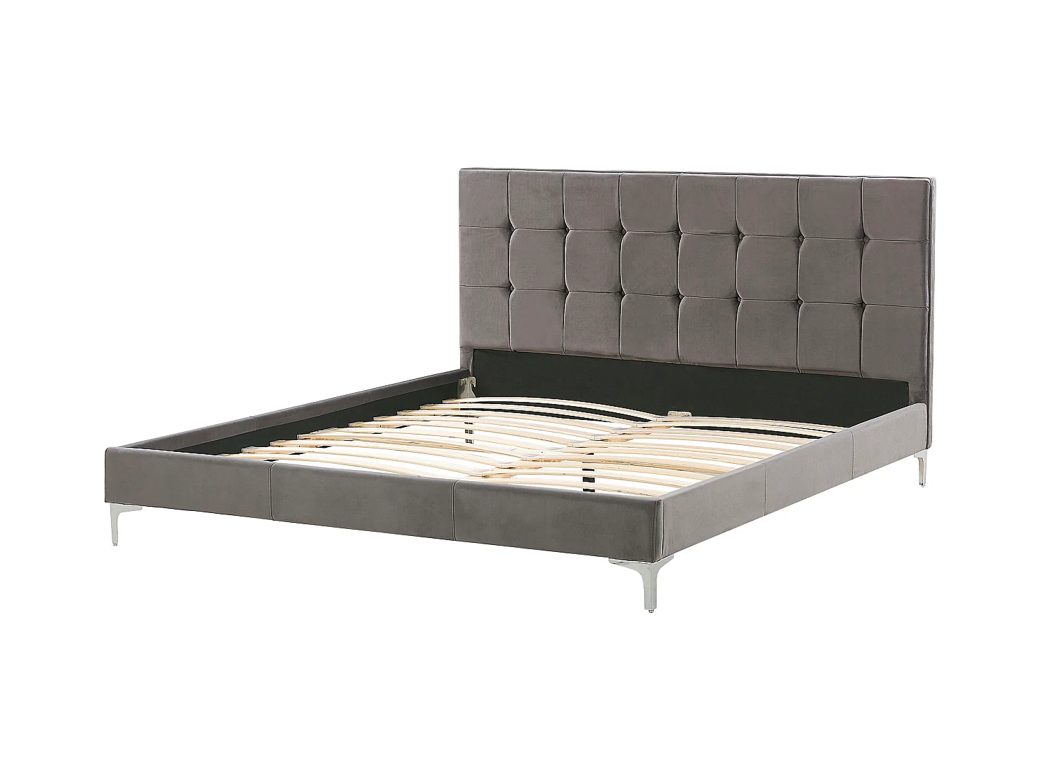 Lit avec sommier Velours AMBERT 180 x 200 cm Gris