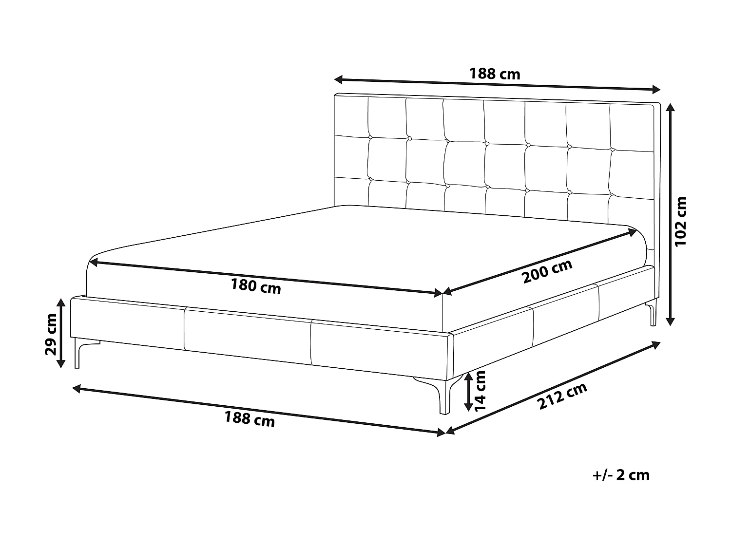 Elegantes Doppelbett aus hochwertigem Samtstoff grau 180x200 cm Ambert