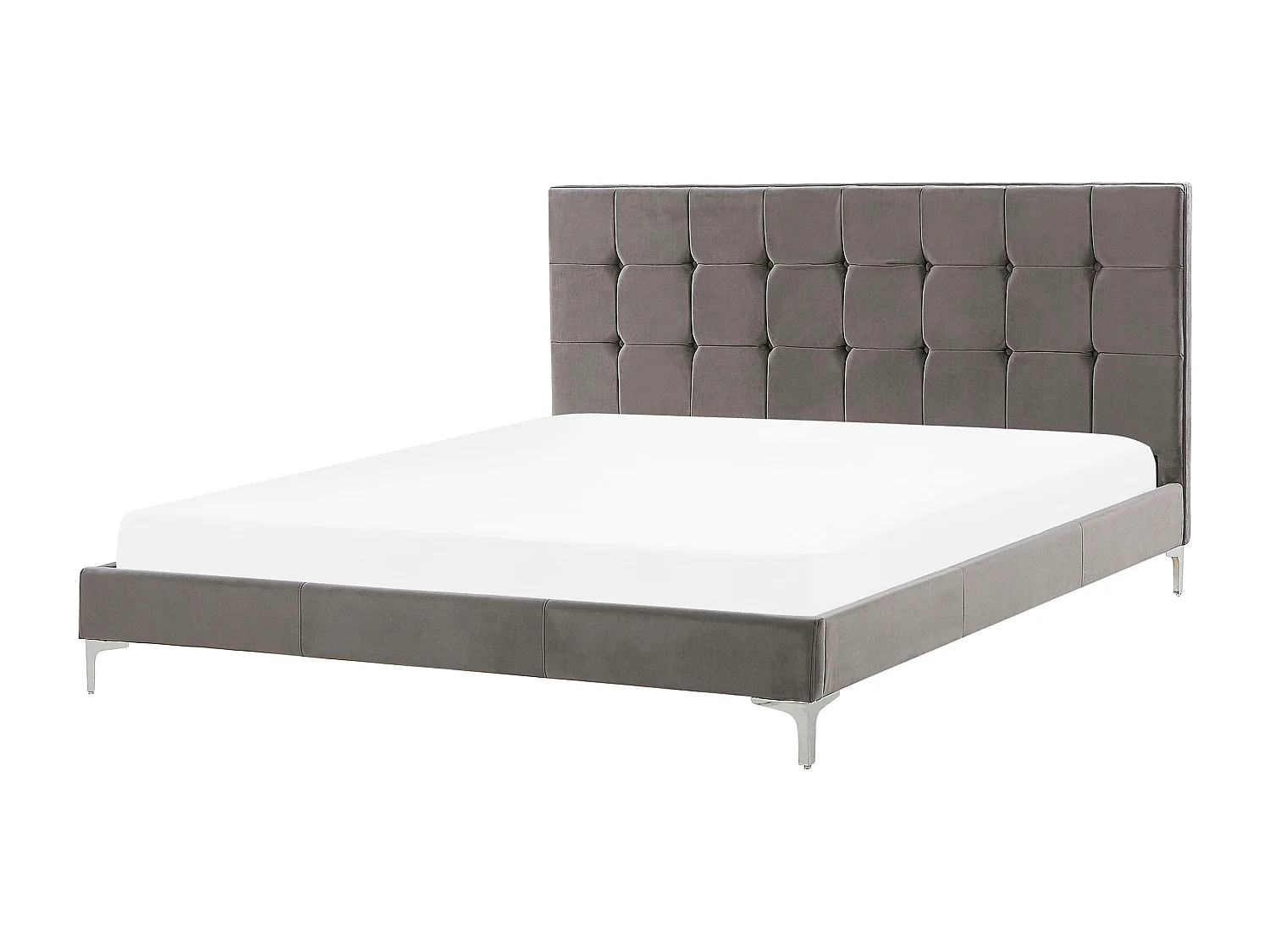Lit avec sommier Velours AMBERT 180 x 200 cm Gris