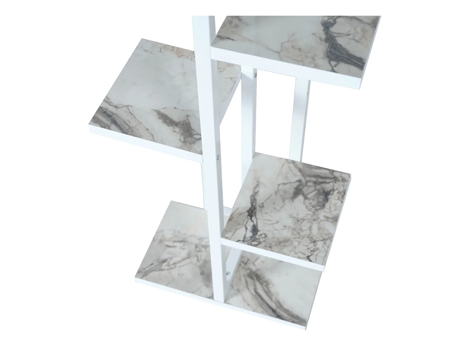 Support de plantes Tohmajärvi à 5 niveaux 120 x 34 x 21 cm marbre blanc / blanc [en.casa]