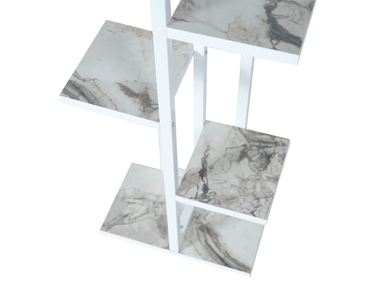 Support de plantes Tohmajärvi à 5 niveaux 120 x 34 x 21 cm marbre blanc / blanc [en.casa]