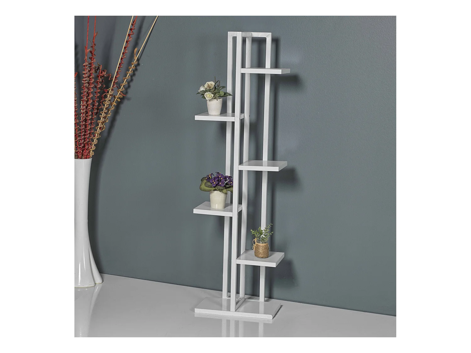 Support de plantes Tohmajärvi à 5 niveaux 120 x 34 x 21 cm blanc [en.casa]