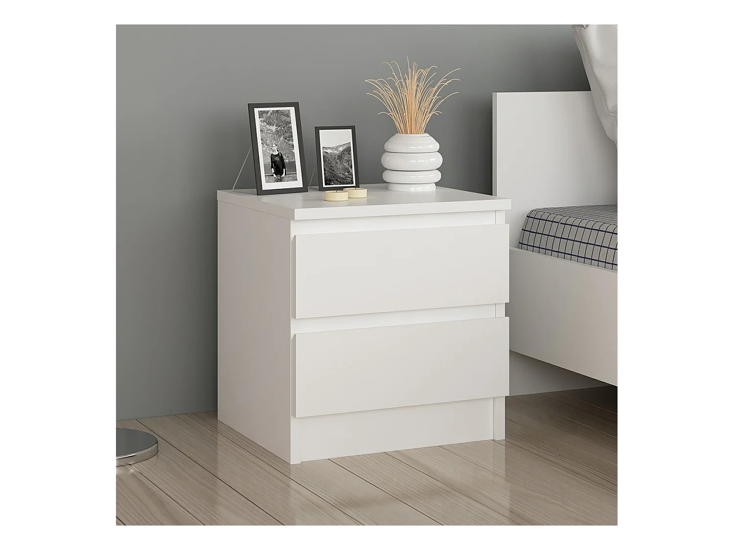 Table de chevet Fuglebjerg à 2 tiroirs 42 x 40 x 37 cm blanc [en.casa]