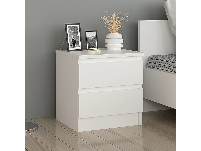 Table de chevet Fuglebjerg à 2 tiroirs 42 x 40 x 37 cm blanc [en.casa]