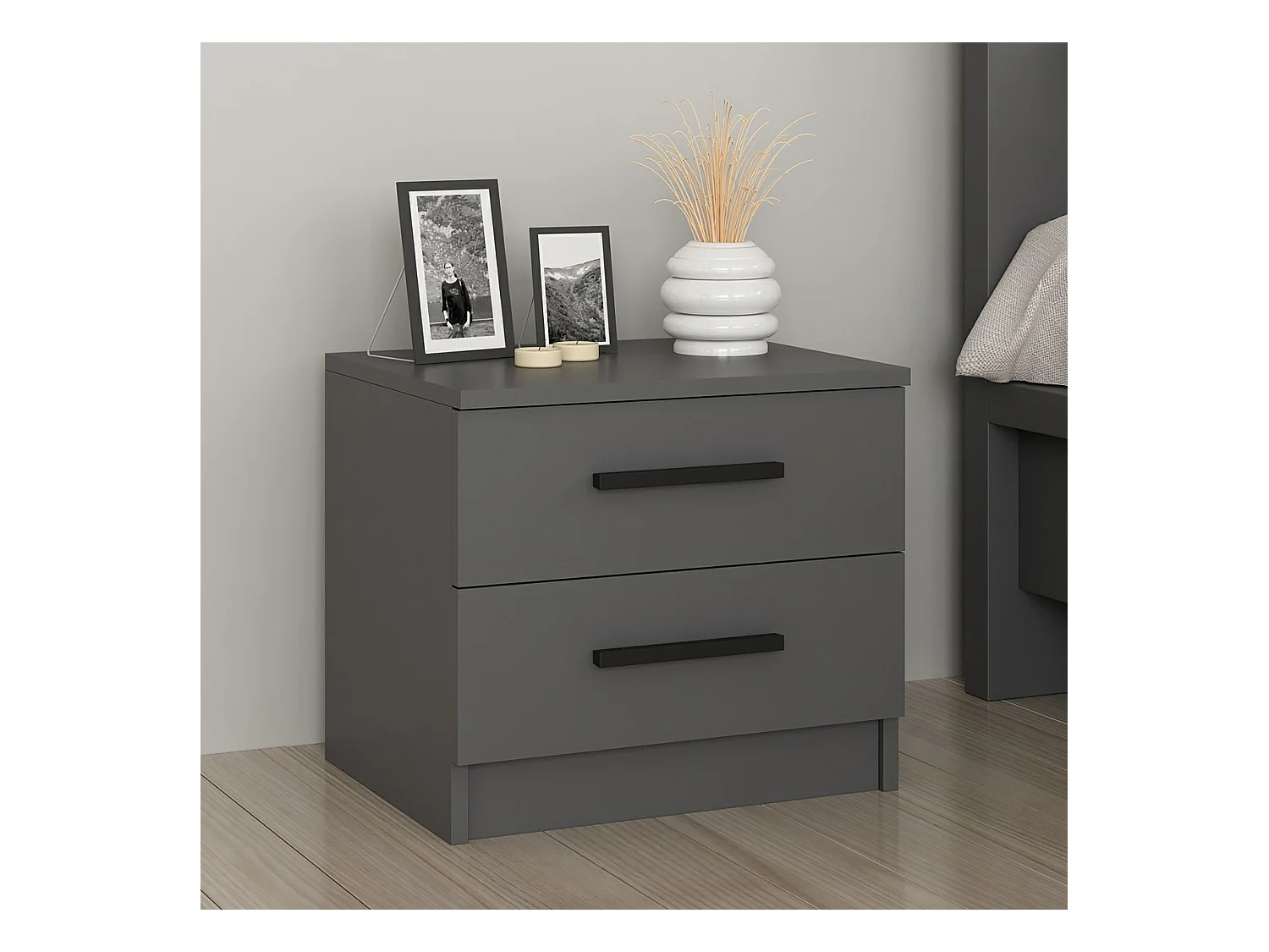 Table de chevet Fanø à 2 tiroirs 47 x 50 x 40 cm anthracite [en.casa]