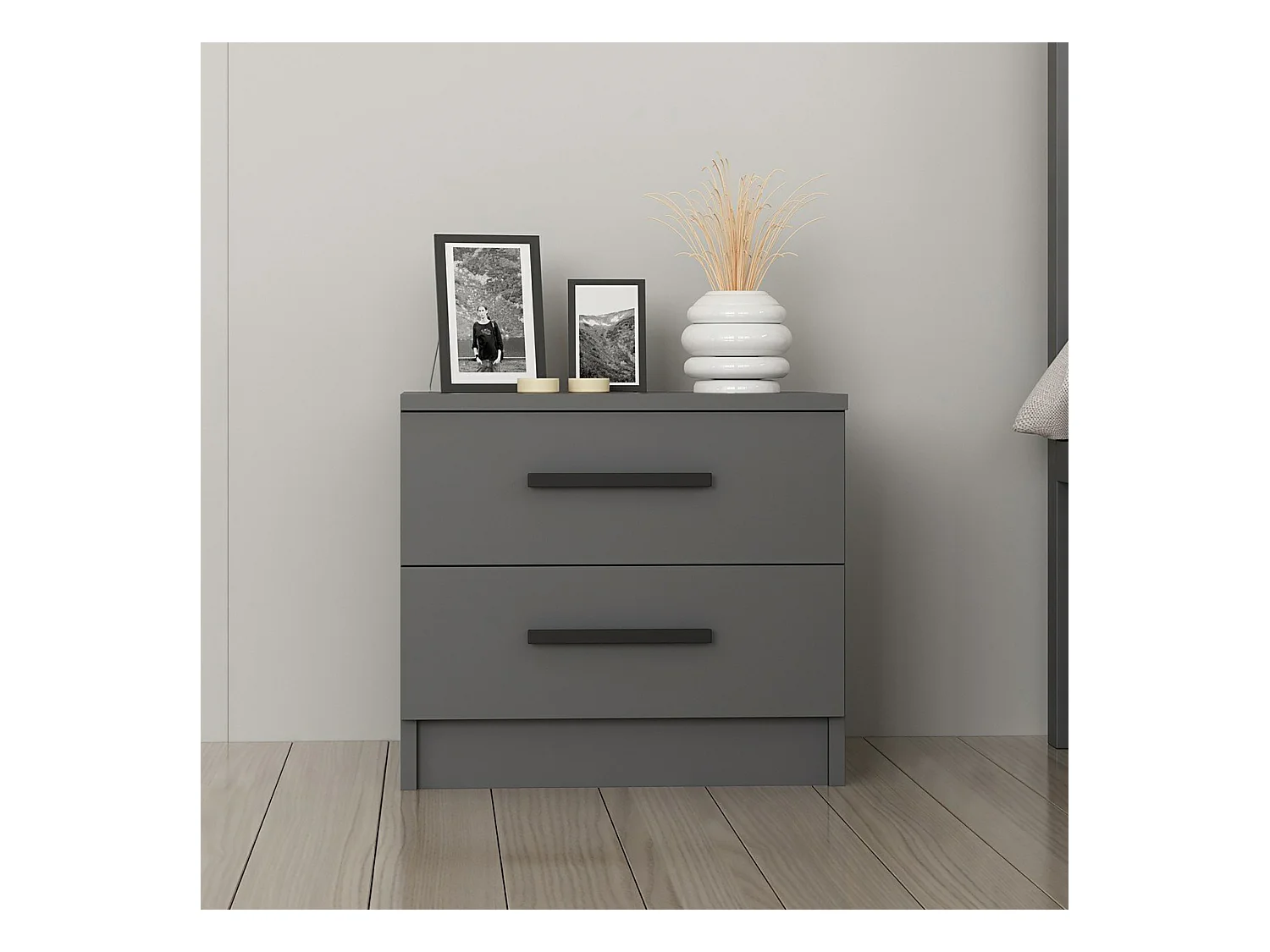 Table de chevet Fanø à 2 tiroirs 47 x 50 x 40 cm anthracite [en.casa]